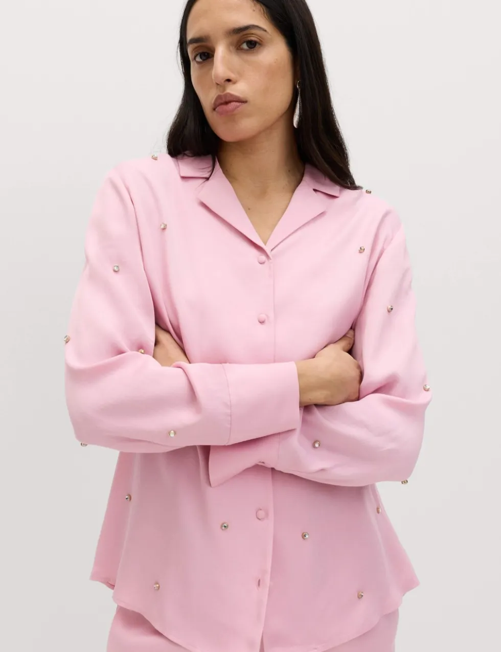 Sparkly Embellished Collared Shirt