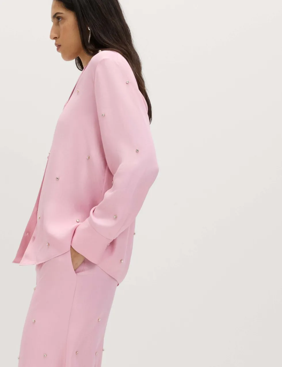 Sparkly Embellished Collared Shirt
