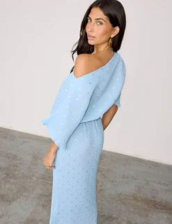 Sparkly One Shoulder Midaxi Waisted Dress