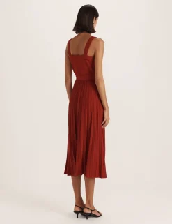 Sparkly Square Neck Belted Midi Skater Dress