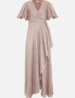 Sparkly V-Neck Maxi Wrap Dress