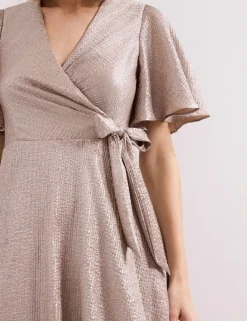 Sparkly V-Neck Maxi Wrap Dress