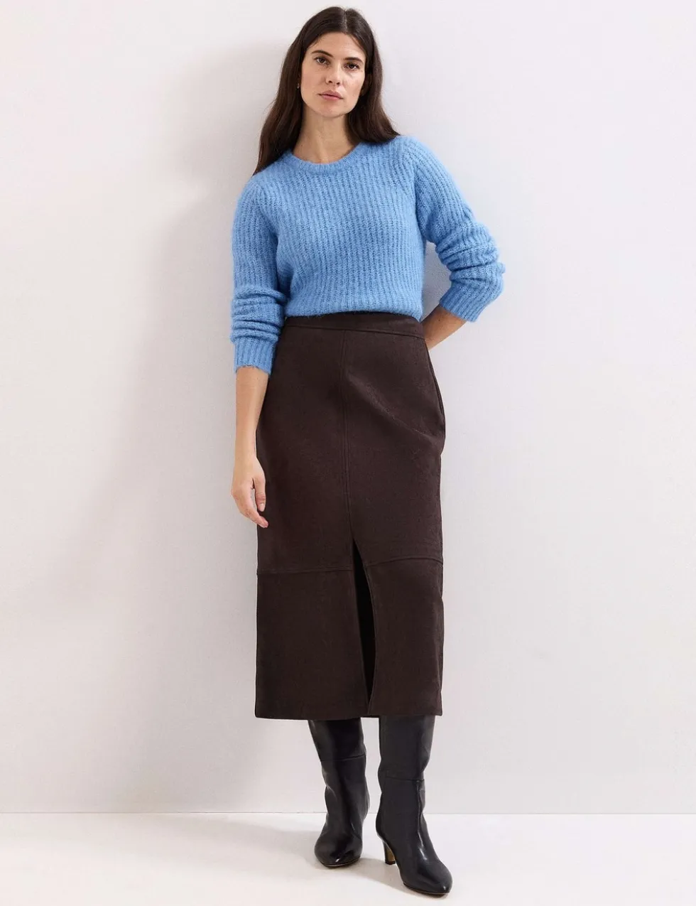 Split Front Midi Pencil Skirt