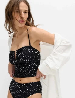 Spot Print Padded U-Wire Tankini Top