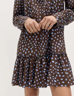 Spot Print Ruffle Mini Tiered Dress