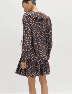 Spot Print Ruffle Mini Tiered Dress