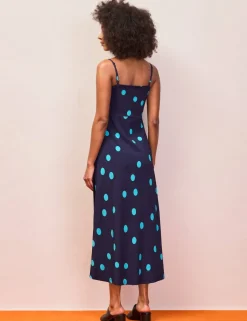 Spot Print Square Neck Midaxi Slip Dress