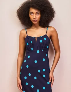 Spot Print Square Neck Midaxi Slip Dress