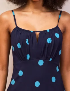 Spot Print Square Neck Midaxi Slip Dress