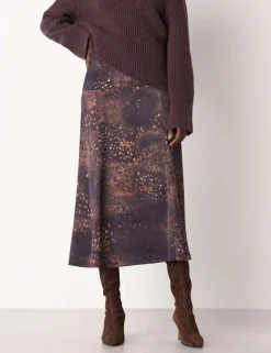Spotted Animal Midi Slip Skirt