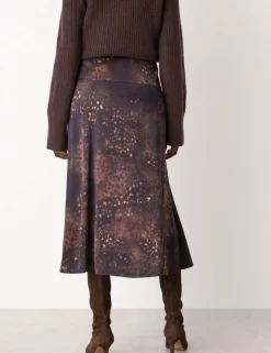 Spotted Animal Midi Slip Skirt