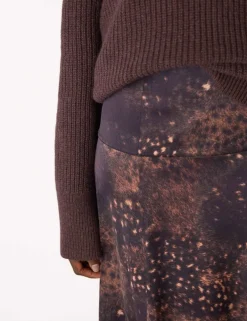 Spotted Animal Midi Slip Skirt