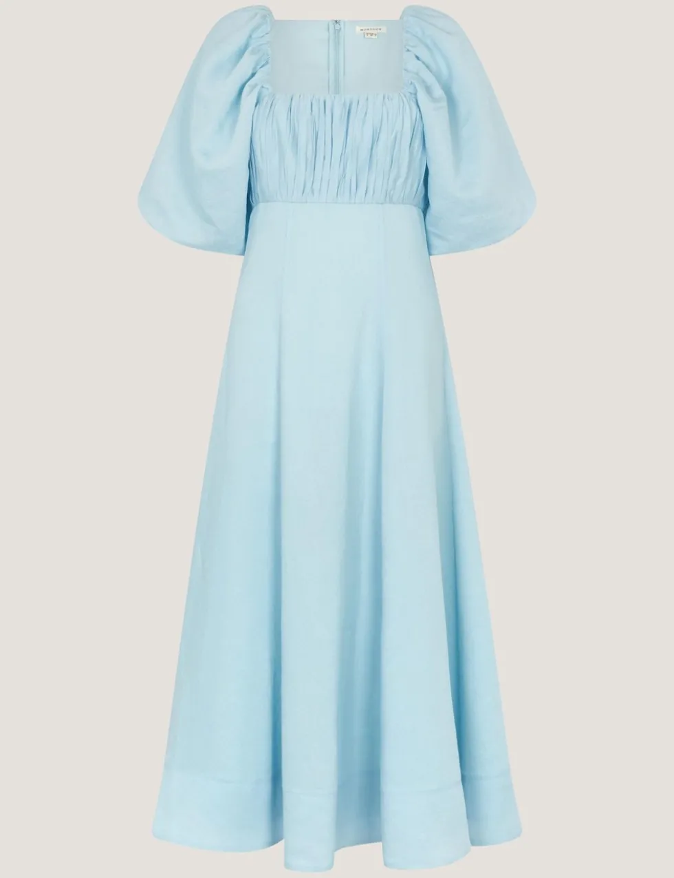 Square Neck Midi Shirred Dress