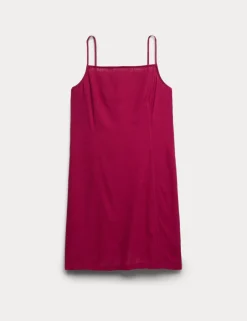 Square Neck Mini Shift Dress with Linen