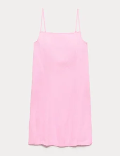 Square Neck Mini Shift Dress with Linen