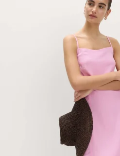 Square Neck Mini Shift Dress with Linen