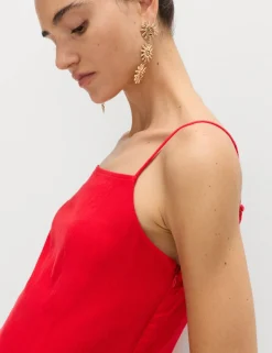 Square Neck Mini Shift Dress with Linen