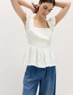 Square Neck Peplum Top