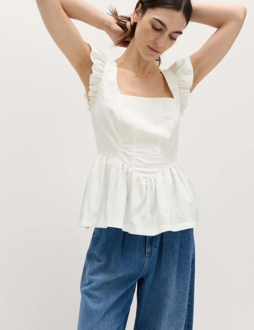Square Neck Peplum Top