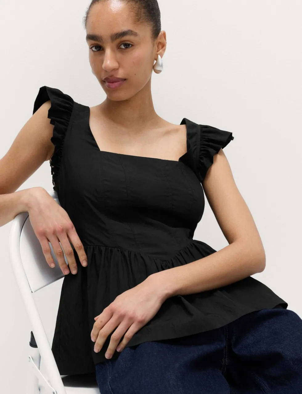 Square Neck Peplum Top