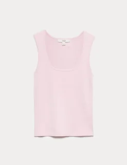 Square Neck Slim Fit Knitted Vest