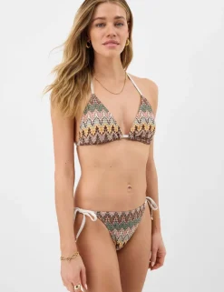 Stitched Halterneck Triangle Bikini Top