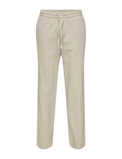 Straight Fit Cotton Rich Trousers with Linen