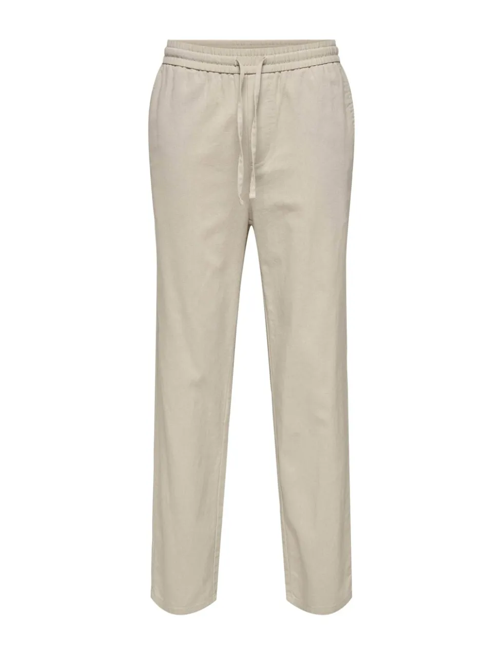 Straight Fit Cotton Rich Trousers with Linen