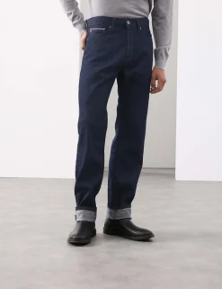 Straight Fit Pure Cotton Selvedge Jeans