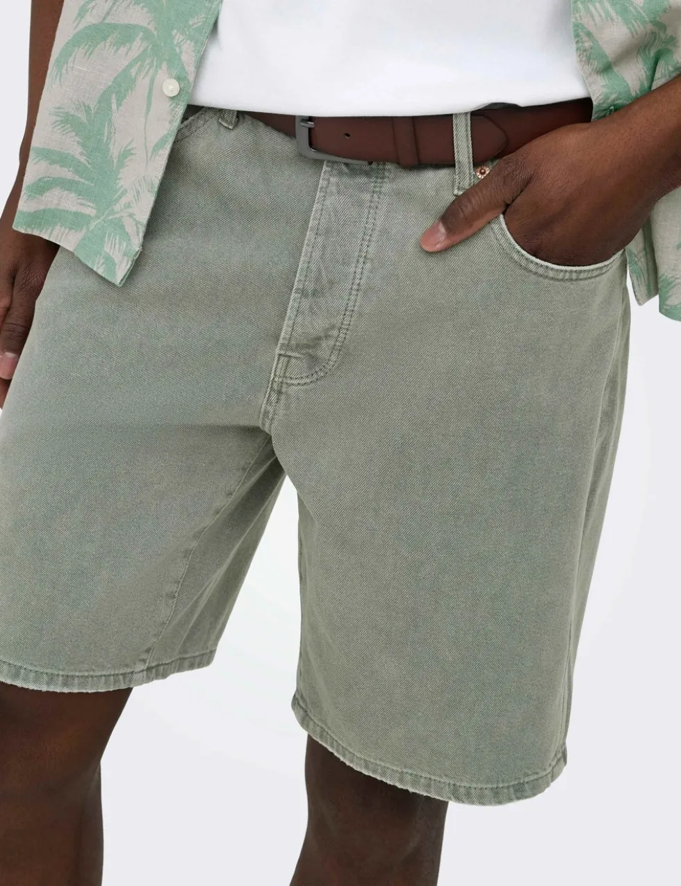 Straight Fit Pure Cotton Denim Shorts