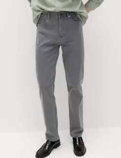 Straight Fit Textured 5 Pocket Jeans