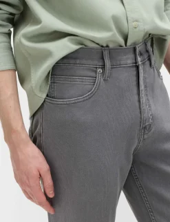 Straight Fit Textured 5 Pocket Jeans