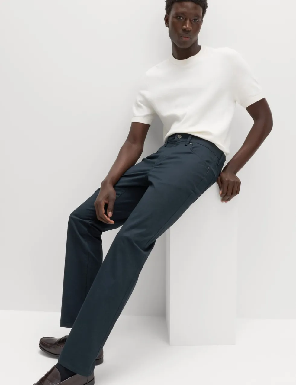 Straight Fit Textured 5 Pocket Trousers