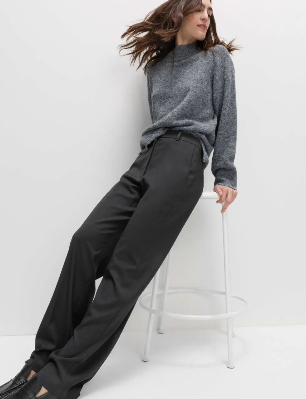 Straight Leg Trousers with Stretch