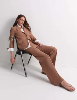 Straight Leg Trousers with Linen