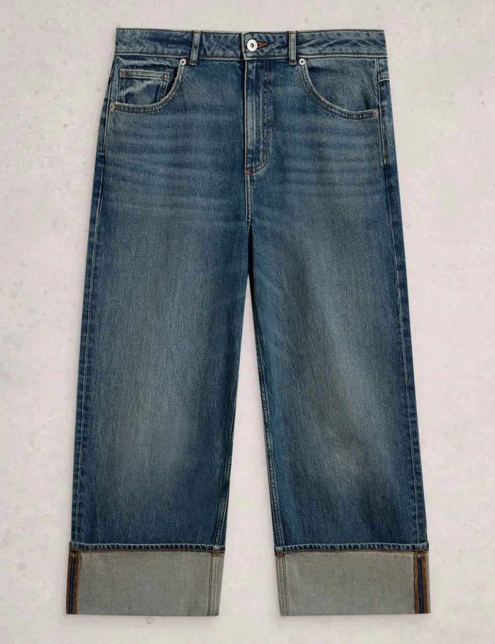 Straight Leg Turn Up Ankle Grazer Jeans