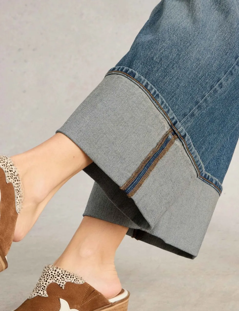 Straight Leg Turn Up Ankle Grazer Jeans