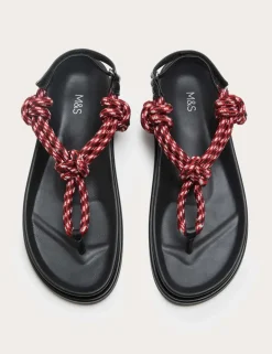 Strappy Footbed Rope Detail Sandals