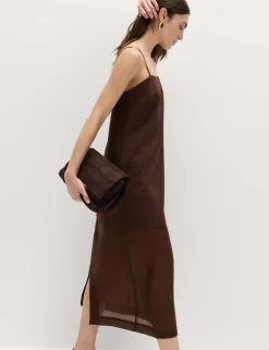 Strappy Midi Drop Waist Column Dress