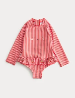 Strawberry Stripe Long Sleeve Swimsuit (0-3 Yrs)