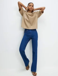 Stretch High Waisted Straight Leg Jeans