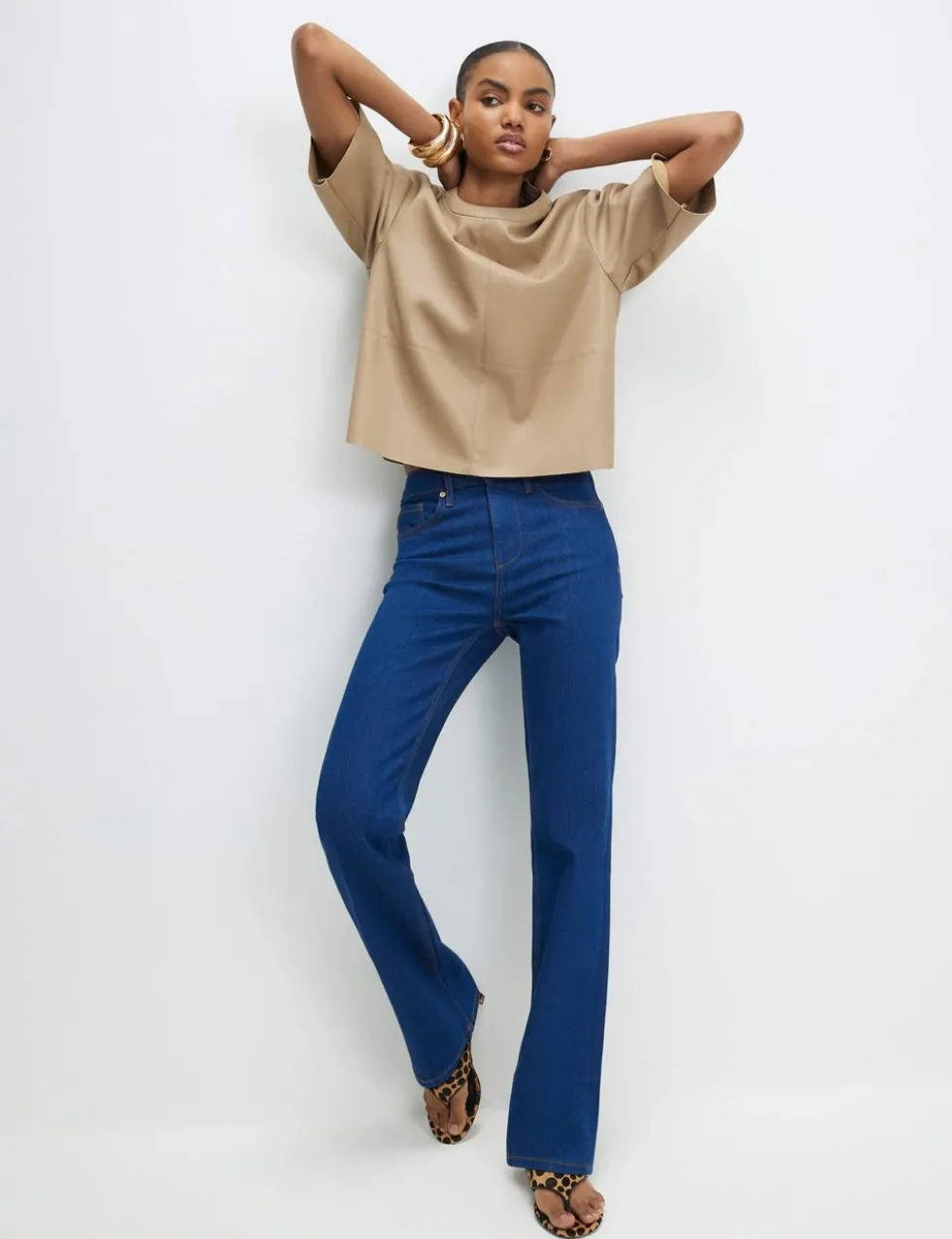 Stretch High Waisted Straight Leg Jeans