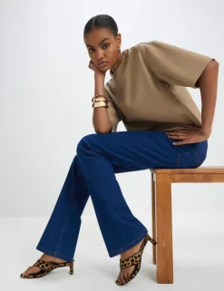 Stretch High Waisted Straight Leg Jeans