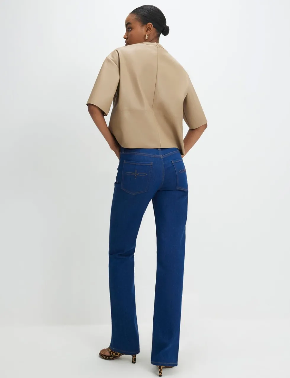 Stretch High Waisted Straight Leg Jeans