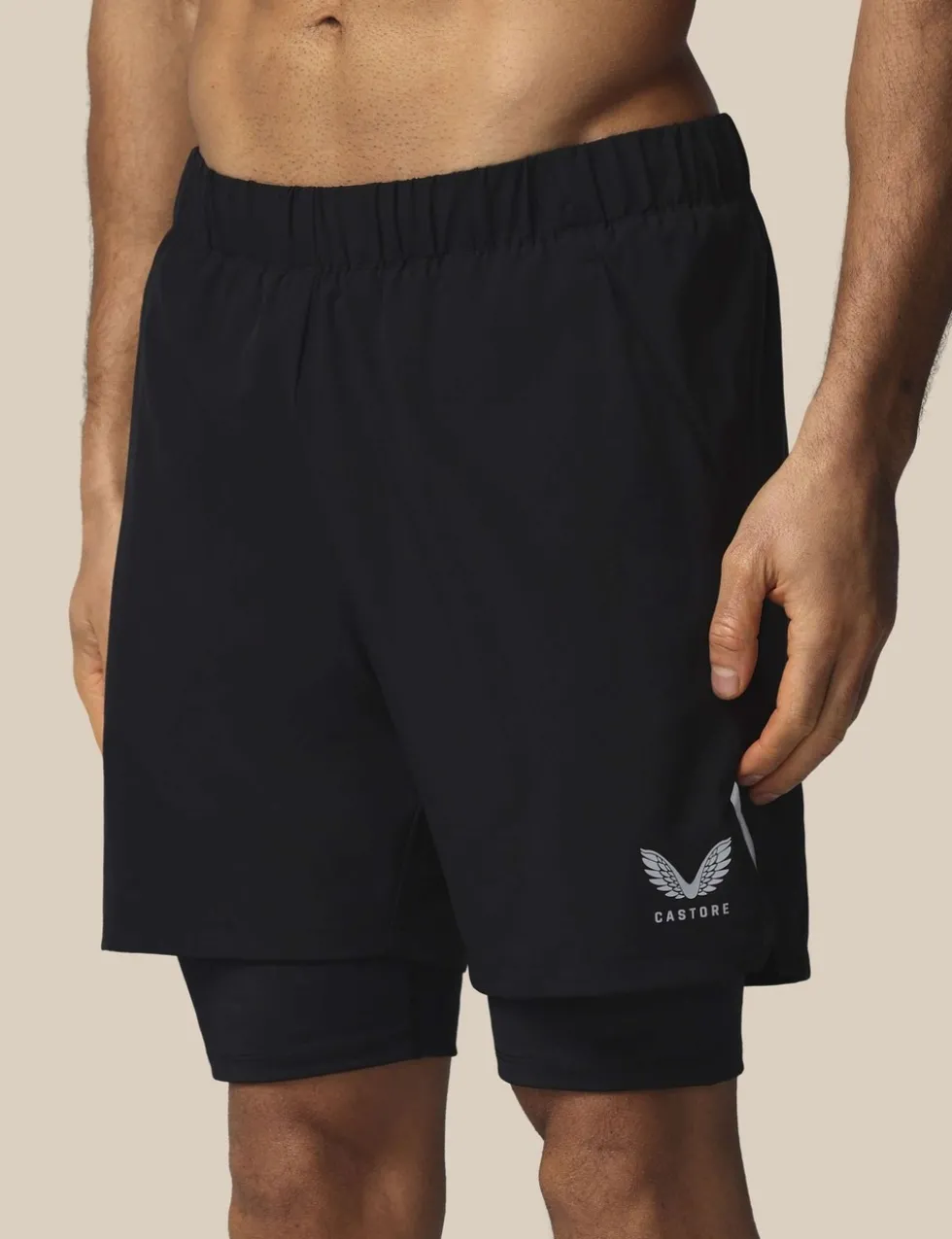 Stretch Two Layer Zip Pocket Sports Shorts