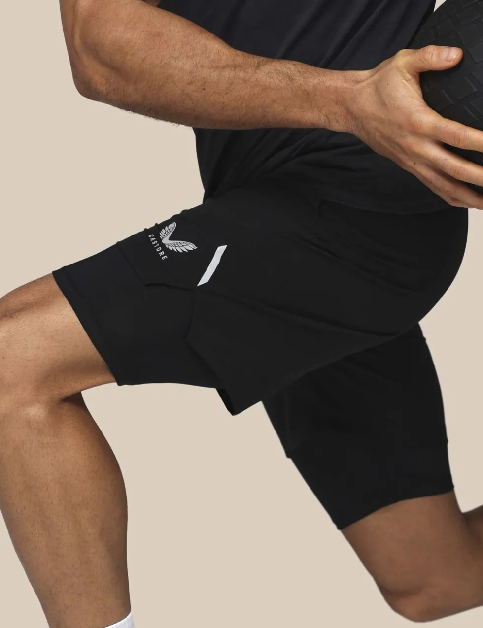 Stretch Two Layer Zip Pocket Sports Shorts