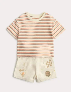 Stripe Top and Graphic Shorts Outfit (0-5 Yrs)