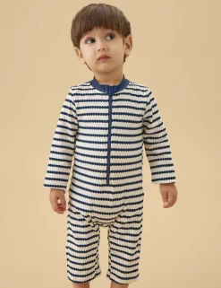 Striped All In One Swimsuit (0-18 Mths)