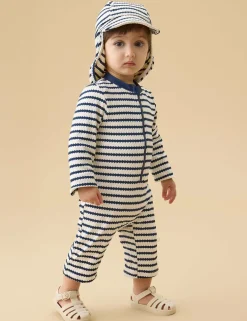 Striped All In One Swimsuit (0-18 Mths)