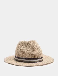 Striped Band Broad Brim Hat